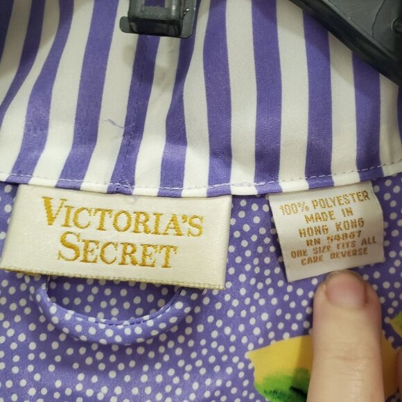 Victoria's Secret Vintage 90s Gold Label Mixed Print Slip Negligee + Robe Set P - Picture 4 of 9